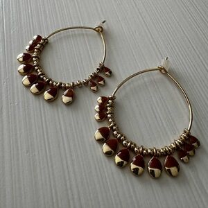 Aerie Gold and Brown Teardrop Hoop Earrings